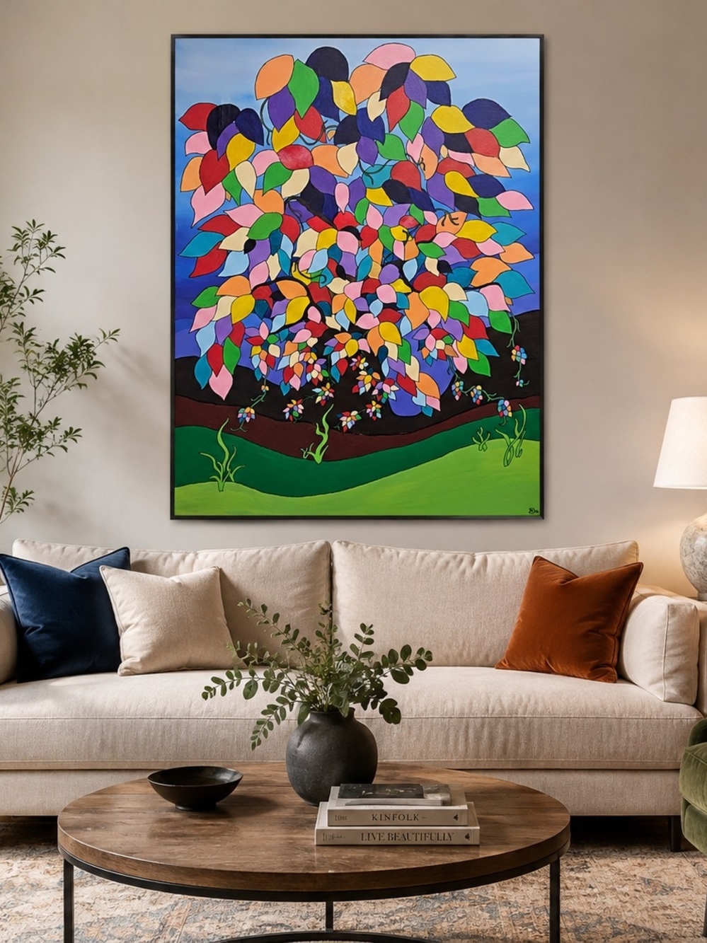 Vibrant Multicolor Abstract Tree Canvas Wall Art